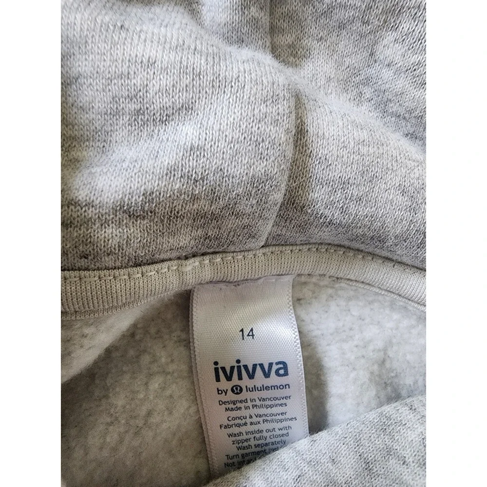 Ivivva by Lululemon Heathered‎ Grey Pullover Hoodie Thumbholes Girls Size 14